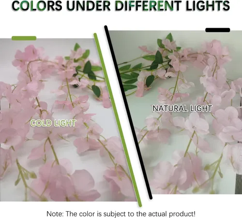 Vista 5 de Paquete de 5 guirnaldas de flores colgantes de glicina rosa, enredaderas de flores artificiales de 3.77 pies, glicinia falsa, guirnalda colgante