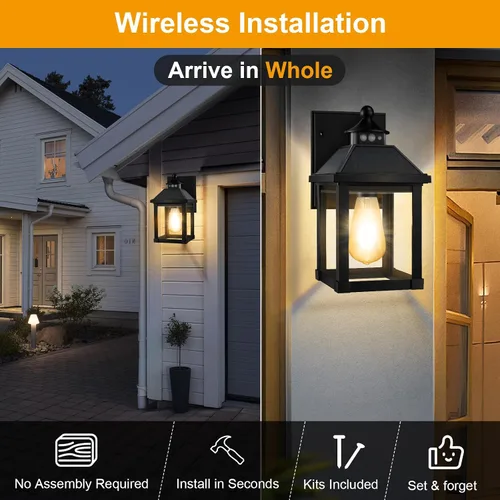 Vista 7 de Luces de Aplique Solar para Exteriores Montaje en Pared Luz Solar para Porche Exterior Impermeable con 3 Modos de Iluminación y Sensor de Movimiento