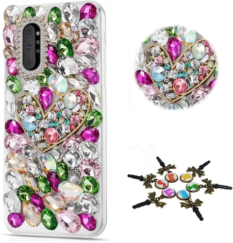 Vista 15 de Sparkle - Funda compatible con Samsung Galaxy A10e - Elegante funda 3D hecha a mano con diamantes de imitación de camelia - Negro