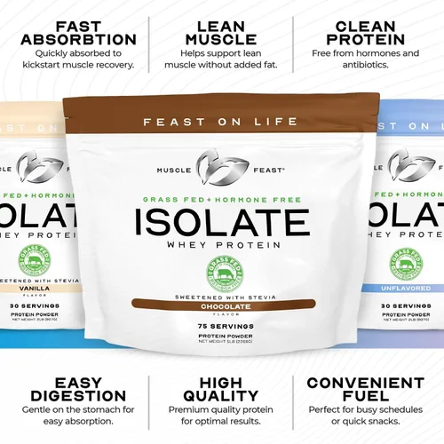 Vista 6 de Muscle Feast Proteína de suero aislada de vacas alimentadas a pasto, totalmente natural sin hormonas, criadas en pasto, Proteína de suero aislada