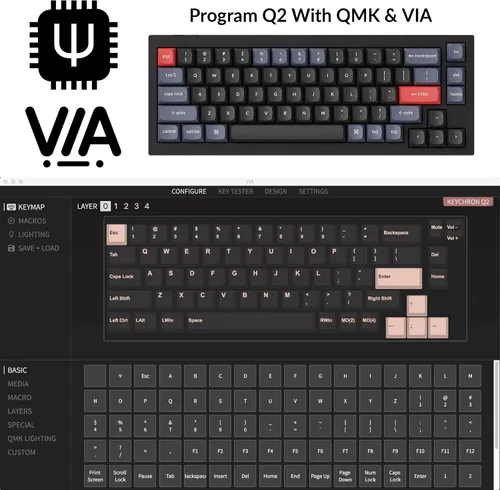 Vista 5 de Keychron Q2 Teclado mecánico personalizado con cable macro programable QMKVIA aluminio completo interruptor Gateron G Pro Brown intercambiable