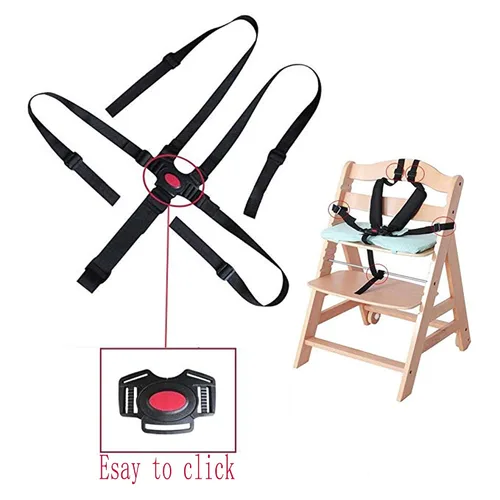 Vista 4 de Correas para silla alta, arnés de 5 puntos para bebé, arnés para silla alta, arnés de silla alta, soporte universal para cinturón seguro para bebé