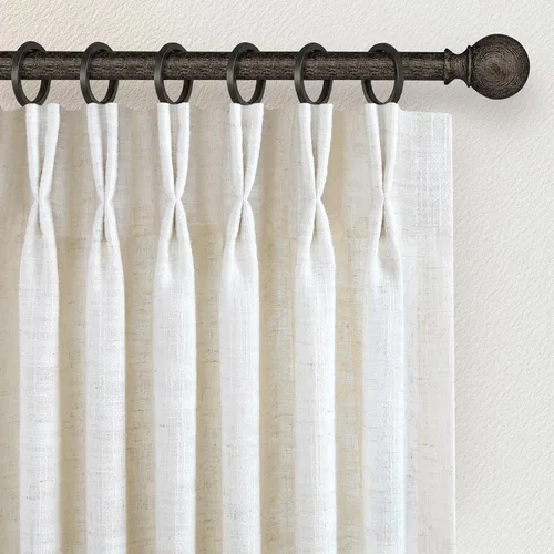 Vista 12 de INOVADAY Cortinas Plisadas con Memoria Entrenada de 96 Pulgadas de Largo, Cortinas de Lino para Sala de Estar, Juego de 2 Paneles de Cortinas Dark
