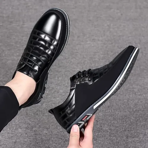 Vista 3 de Oxford Derby - Zapatos ortopédicos de cuero para hombre, zapatos casuales de moda, zapatos para caminar, negocios, oficina, mocasines cómodos