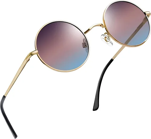 Vista 24 de Joopin Gafas de sol redondas pequeñas Hippie Circle Teashades Traje de protección UV Todo negro