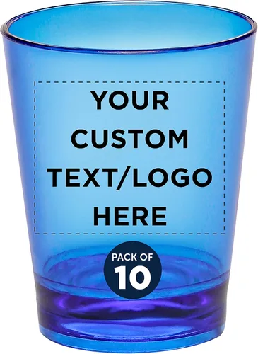 Vista 17 de Vasos de chupito de plástico translúcidos personalizados de 1.5 onzas, juego de 10/50/100 unidades, acrílico, ideal para regalos de cumpleaños