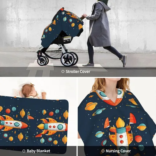 Vista 9 de Cubierta de toldo para asiento de coche de bebé para mamá, suave y transpirable, cubiertas de lactancia materna, cochecito multiuso, sombrilla