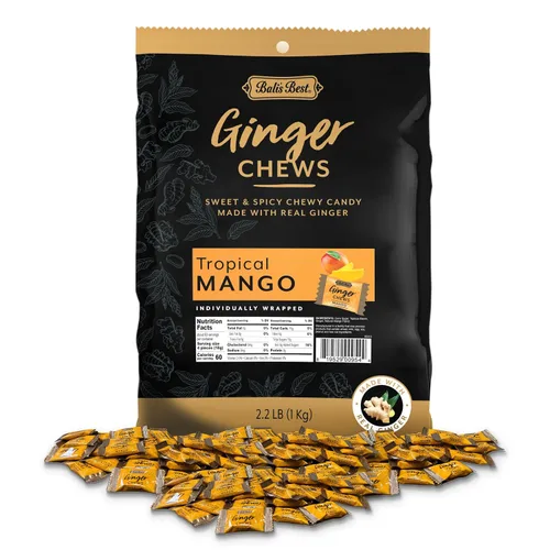 Vista 6 de Bali's Best Ginger Chews - Sabor a limón picante (bolsa a granel de 2.2 libras) 100% jengibre real, dulces de jengibre masticables dulces picantes