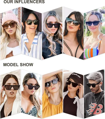 Vista 4 de SOJOS Trendy Oversized Square Cateye Polarized Sunglasses for Women and Men