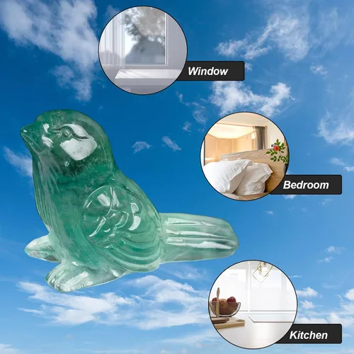 Vista 4 de Figura de pájaro tallada a mano de cristal de fluorita tallada a mano, escultura de animal pulida de 2.4 pulgadas, piedra curativa, decoración