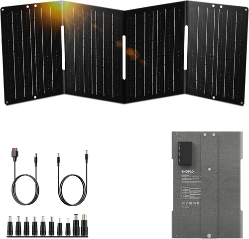 Vista 11 de ENOFLO Cargador de panel solar de 30 W YT30 Panel solar plegable IP65 Cargador solar impermeable con QC3.0 USB y salida CC (10 conectores) 24%