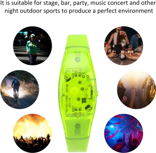 Vista 6 de plplaaoo Pulsera LED, pulsera LED de ciclismo, pulsera de silicona ajustable con luz LED, luces de correr para corredores, bandas reflectantes