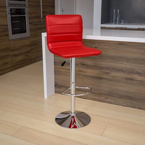 Vista 79 de Flash Funiture silla de bar ajustable con base cromada, Vinilo, Gris