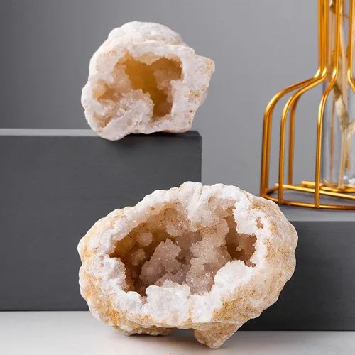 Vista 6 de Natural Agate Geode Slice Quartz Cluster Crystal Points Minerals Specimen High Crystal Cuarzo Cluster/Druzy Natural Reiki Rock Used for Clarity and