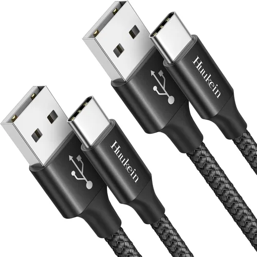 Vista 10 de Cable USB C de 10 pies, largo USB A a USB C de carga rápida, cable de carga Negro trenzado para iPhone 17 Air 16 15 Pro Max Plus, para Samsung