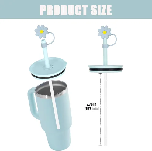 Vista 2 de Greant 6 popotes para vaso Hydro Flask de 32 onzas, 7.76 pulgadas, a prueba de polvo, para vaso HydroFlask de 32 onzas, popote para tapa a presión