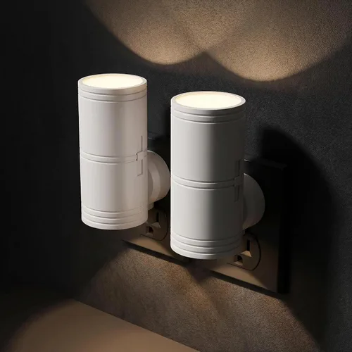 Vista 9 de Likelgn Luz nocturna enchufable a la pared, paquete de 2 luces LED regulables con sensor de atardecer a amanecer, brillo blanco suave, para pasillo