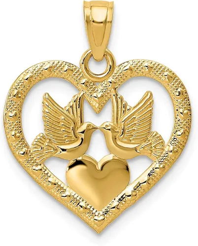 Vista 8 de Collar con dije de palomas de oro amarillo de 14 quilates con dije de corazón para mujer regalo para ella Oro amarillo