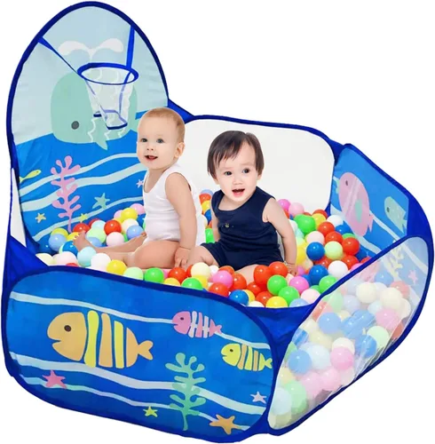 Vista 9 de Piscina de pelotas para niños, tienda de campaña desplegable para niños, piscina de pelotas para niños pequeños, corralito de juegos con aro