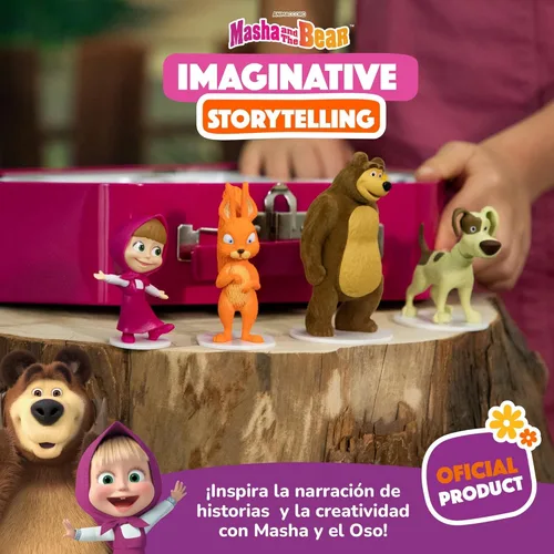 Vista 4 de LUPPA Juego de juguetes de Masha y El Oso: 13 figuras con caja de lata de la Casa del Oso I Masha y El Oso I Figuras y Muñecas de Programas de TV I