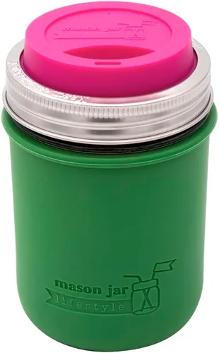 Vista 3 de Mason Jar Lifestyle Pinta de boca ancha de silicona de 16 onzas para proteger la pelota, Kerr, tarros de conservas (4, Americana Multicolor)