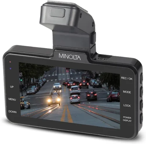 Vista 4 de Minolta Cámara de tablero de 1080p con sensor G, LCD de 3.0 pulgadas, lente gran angular de 120°, grabación en bucle, monitor de estacionamiento
