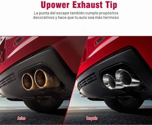 Vista 6 de Caño de escape doble de 2,5 pulgadas 2 1/2" Inlet 3 1/2" Outlet 9.5" Length Polished Exhaust Tailpipe Tips 1.2mm Thickness Double Wall Slant Edge