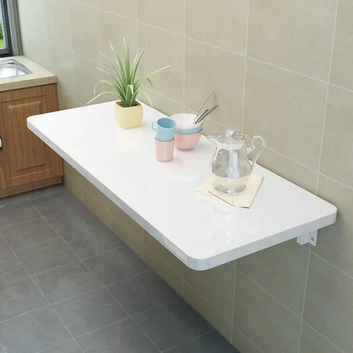 Vista 4 de Mesa de pared plegable consola de cocina mesa de comedor, mesas de barra multifunción, escritorio de computadora flotante, mesa de aprendizaje