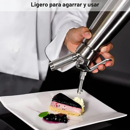 Vista 3 de Dispensador de crema batida, 16.9 fl oz (1 pinta), batidora de crema de acero inoxidable 304 con 3 boquillas y cepillo de limpieza