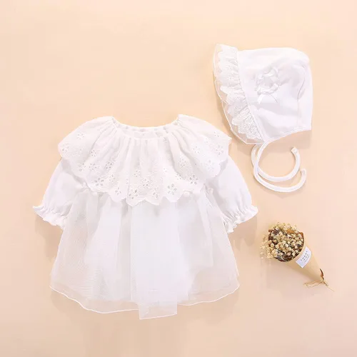 Vista 2 de Vestido de bebé para niña, de luna completa, de princesa, para primer cumpleaños, color rojo, de manga larga