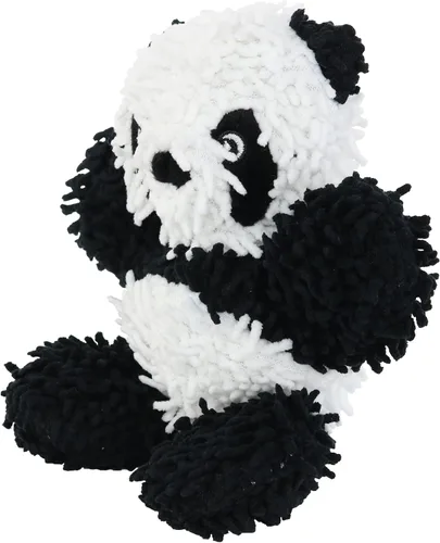 Vista 5 de MIGHTY® Paquete de 2 juguetes pequeños de microfibra para perros Panda Juguete de peluche ultra duradero con múltiples capas y costuras