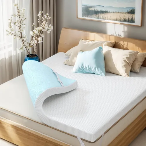 Vista 10 de Subrtex Cubrecolchón de espuma viscoelástica, cubrecolchón de espuma viscoelástica con infusión de gel de 3 pulgadas, cubrecolchón de espuma