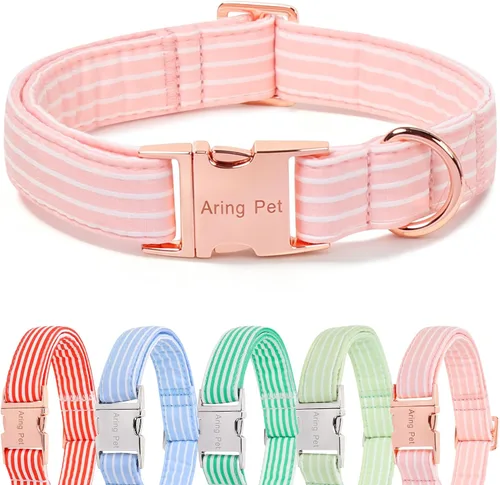 Vista 190 de Aring Pet Collar de algodón, ligero y ajustable, con hebilla de liberación rápida, para perros pequeños, medianos y grandes, para cachorros, S, Hoja