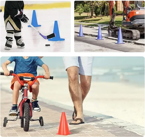 Vista 6 de 20 conos de agilidad de plástico de 7 pulgadas para niños, mini conos de construcción de seguridad de tráfico para fiestas, ejercicios, baloncesto