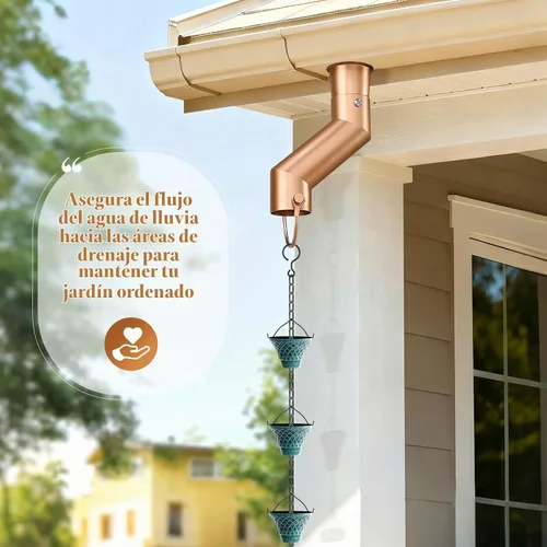 Vista 7 de Adaptador de canalón de cadena de lluvia Traje de instalación de oro para Dorado
