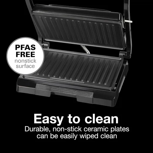 Vista 3 de Prensa y parrilla PS PANINI 70 sq. in. Cooking Surface Easy-Clean PFAS-Free Nonstick Grids Compact Upright Storage Indicator Lights Black