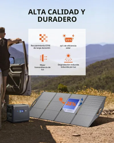 Vista 2 de Panel solar de 200 W, cargador de panel solar BigBlue SolarPowa 200 con soporte para campamento, IP68 impermeable, portátil y ligero, 25%