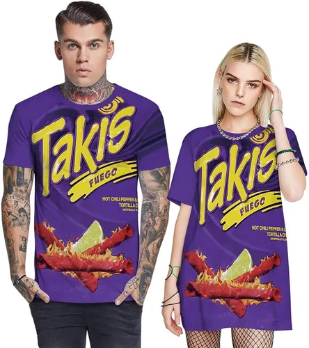 Vista 4 de Camisetas unisex de manga corta con estampado 3D y cuello redondo
