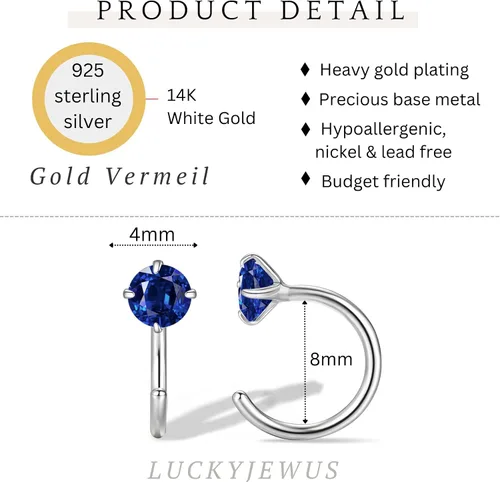 Vista 40 de 925 Sterling Silver Small Huggie Half Hoop Earrings for Women