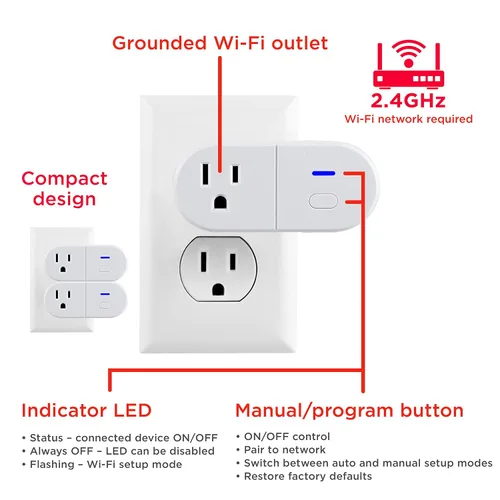 Vista 5 de UltraPro Enchufe inteligente WiFi, hogar inteligente, interruptor inteligente, salida inteligente, funciona con Alexa, Echo y Google Home,