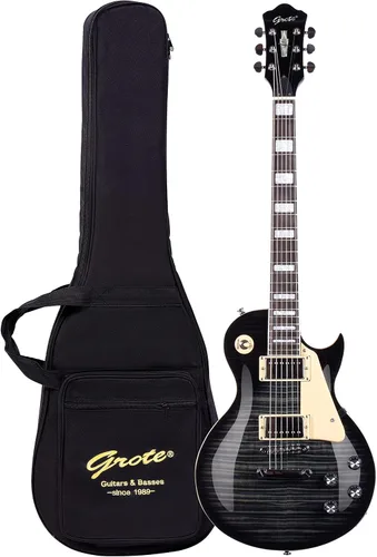 Vista 19 de Grote Guitarra eléctrica de cuerpo sólido LPYS-006 Maple Neck Ideal para todos los niveles con Gigbag (marrón antiguo)