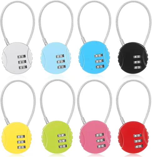 Vista 12 de Moxweyeni Paquete de 16 candados combinados de alambre de 3 dígitos, pequeño combo de equipaje, candado de cable para exteriores, impermeable
