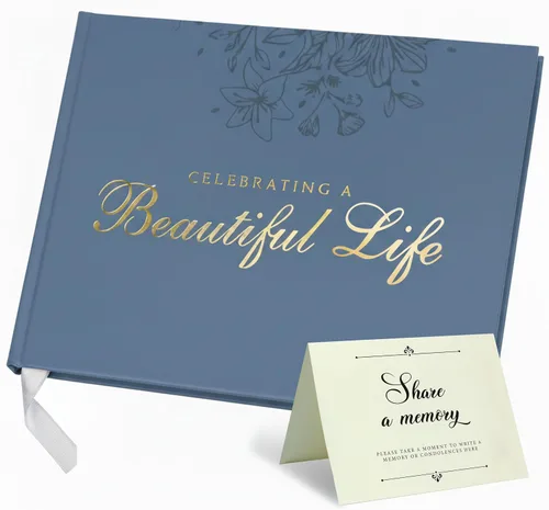 Vista 8 de Libro de invitados Only Zest Celebración de la Vida – Libro de invitados funerario para servicio conmemorativo Letrero de registro en memoria