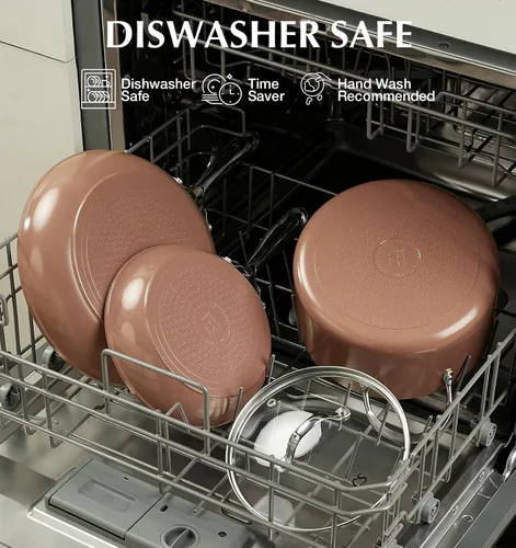 Vista 4 de KOCH SYSTEME CS Sartén antiadherente de 10 pulgadas con tapa, sartén de cerámica con mango de acero inoxidable, sartén antiadherente de cerámica