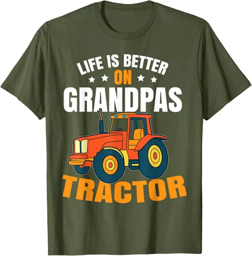 Vista 80 de Life Is Better On Grandpas Tractor Kids Farm Tractor Boy Camiseta, Negro