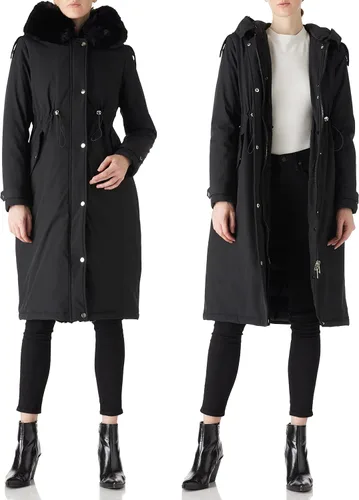 Vista 3 de RISISSIDA Puffer Jacket Women Winter Fur Lined Coat with Long Fur Collar Hooded Cold-resistant, Warm Bubble Overcoat