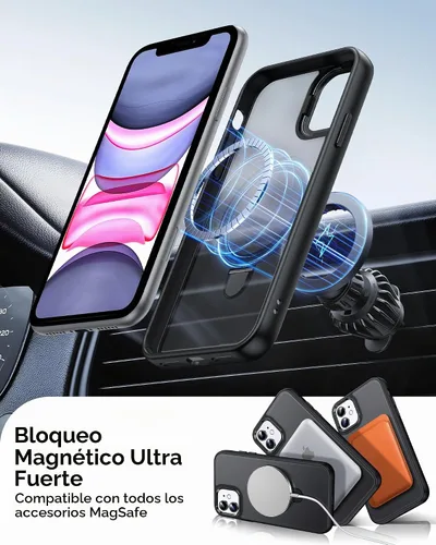 Vista 3 de LeYi Funda para iPhone 11 para MagSafe con soporte magnético, color negro