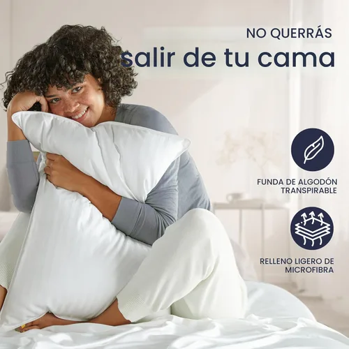 Vista 4 de Beckham Hotel Collection Juego de 4 almohadas alternativas de plumón y sábanas de algodón, 4 piezas, bolsillo profundo de 16 pulgadas, 2 fundas