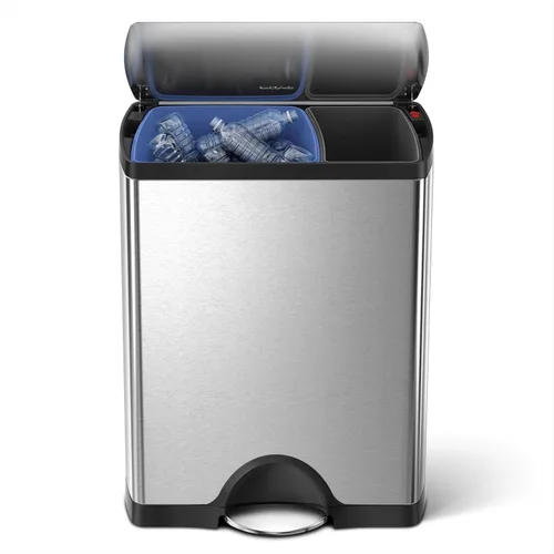Vista 10 de Simplehuman - Cubo de basura rectangular para cocina de 38 litros / 10 galones, con pedal, de acero inoxidable cepillado