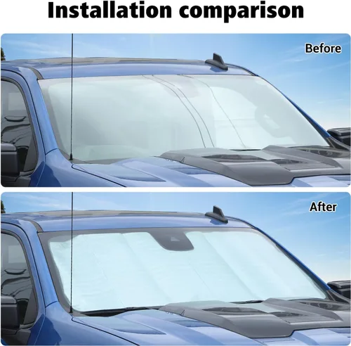 Vista 2 de Voodonala Parasol para parabrisas delantero Chevy Silverado 2019-2024, parasol plegable para ventana de camión, visera solar compatible